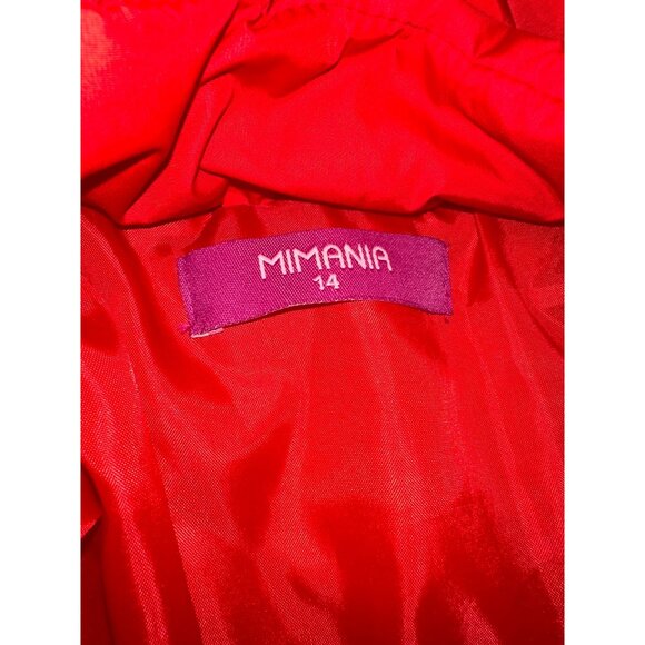 Red Quilted Girls Hooded Jacket With Bow Detail By MIMANIA Size 14 Made In Peru - Picture 3 of 5